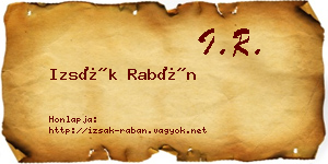 Izsák Rabán névjegykártya